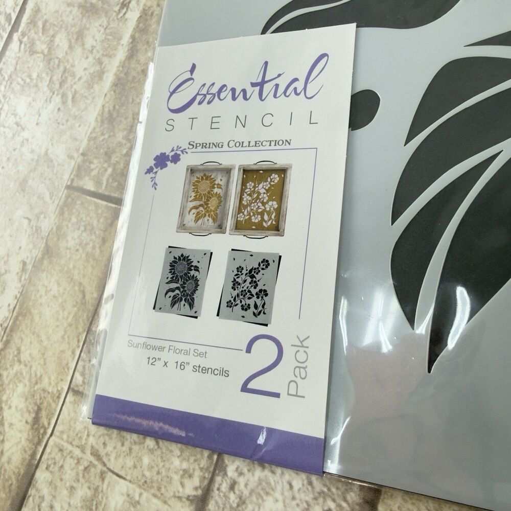Pack 2 Stencils Art Flowers Welcome for Painting Reusable Plastic Sign Templates - Picture 12 of 16
